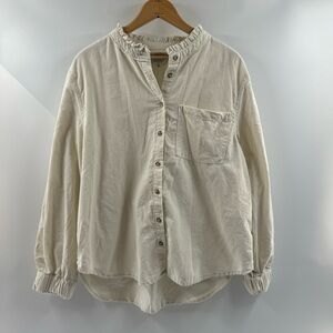 Angels Forever Young Ivory Corduroy Button Down Blouse